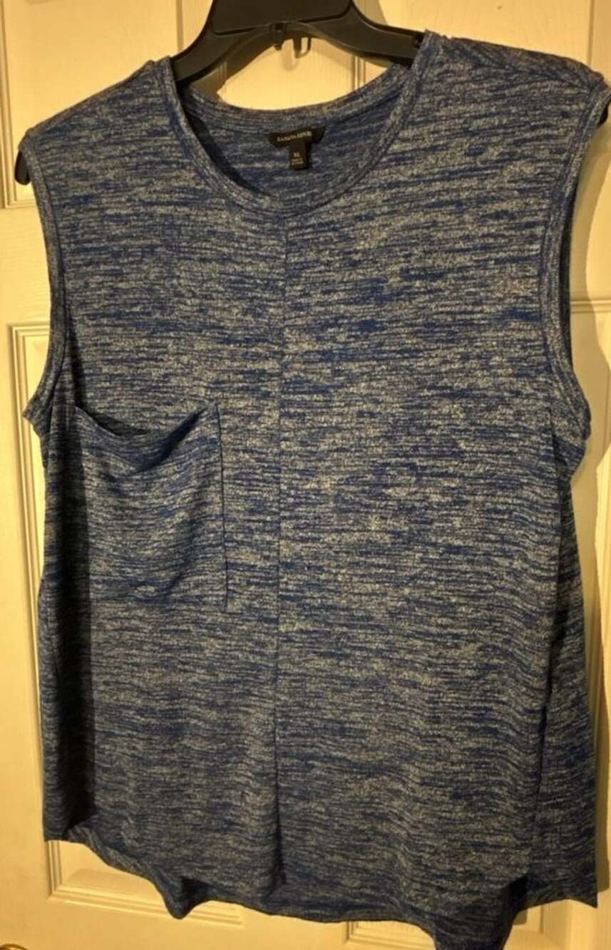 Banana Republic Sleeveless Top Size XL Blue Marled Knit Pocket